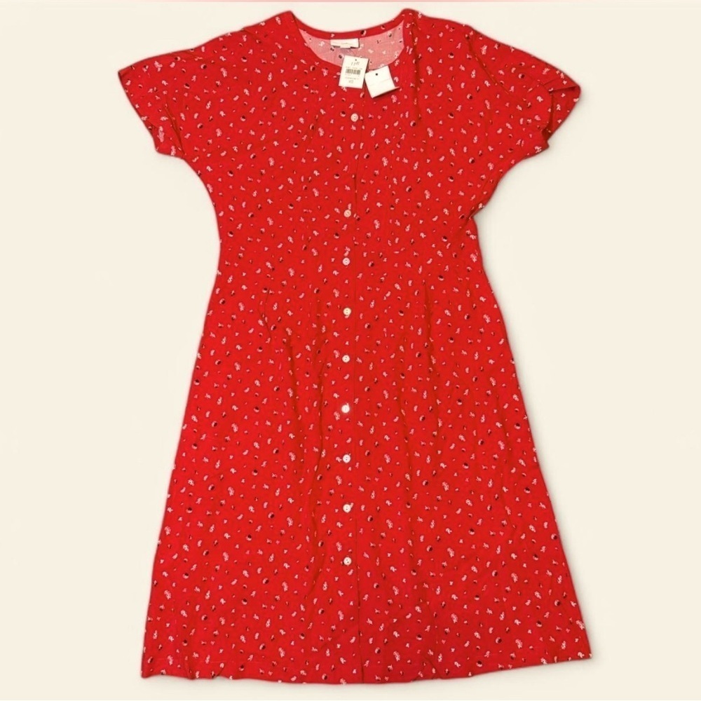 J Jill Cherry Red Rayon Dress Size XS
